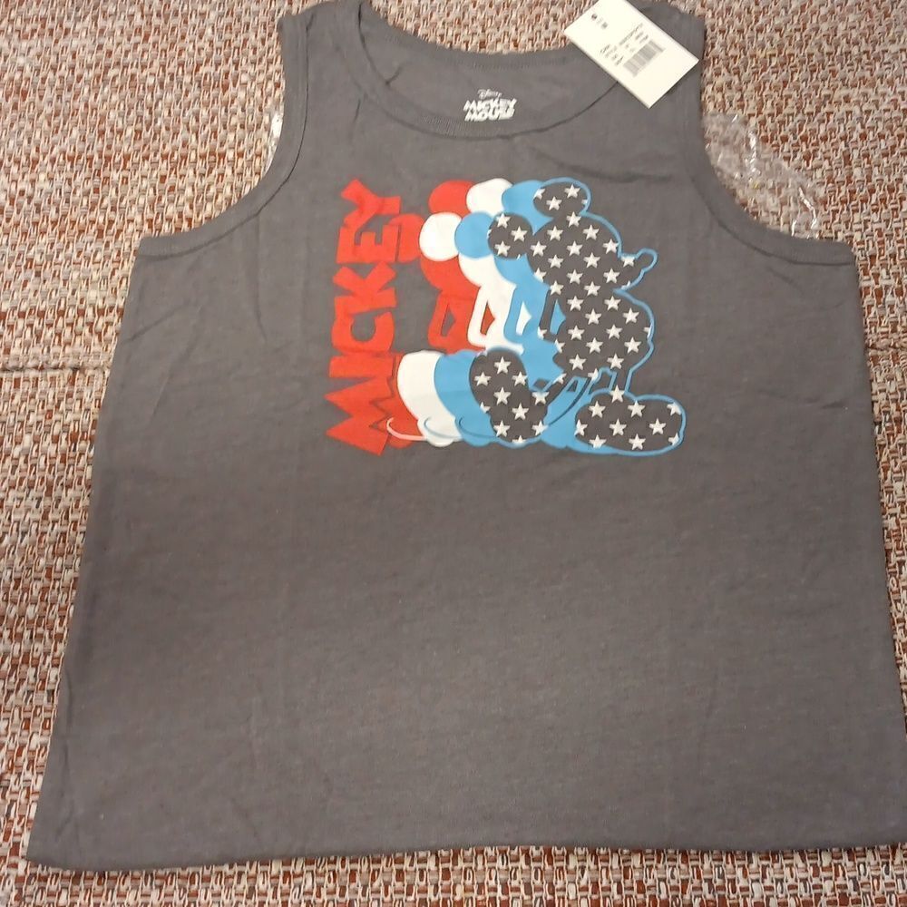 New Mickey Mouse Boys Shirt Grey, Red, White, Blue. Medium New‎ With Tag